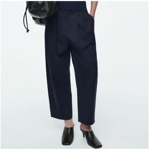 COS Navy Cotton Barrel Pants